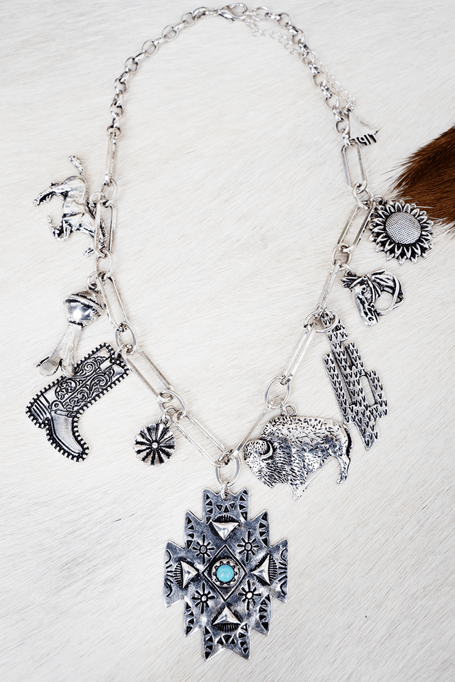 TIPI Rio Rancho Turquoise & Silvertone Charm Necklace - Wholesale Accessory Market