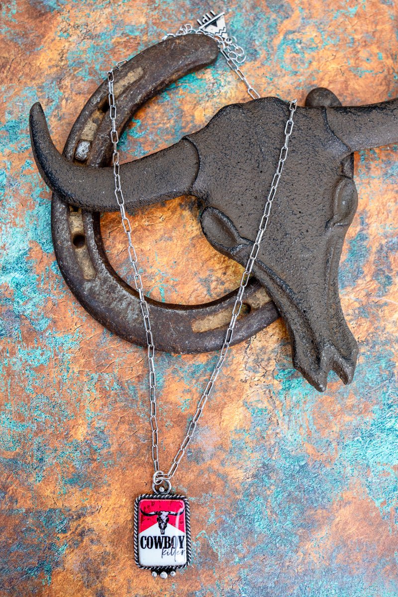 TIPI Cowboy Killer Longhorn Silvertone Necklace - Wholesale Accessory Market