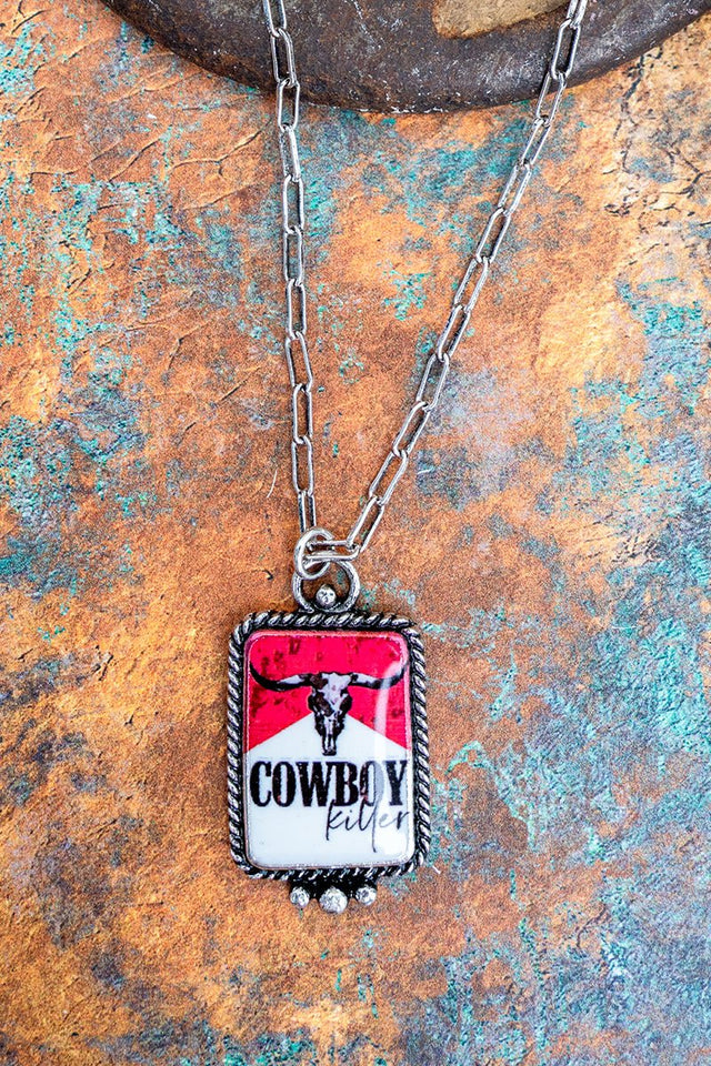 TIPI Cowboy Killer Longhorn Silvertone Necklace - Wholesale Accessory Market
