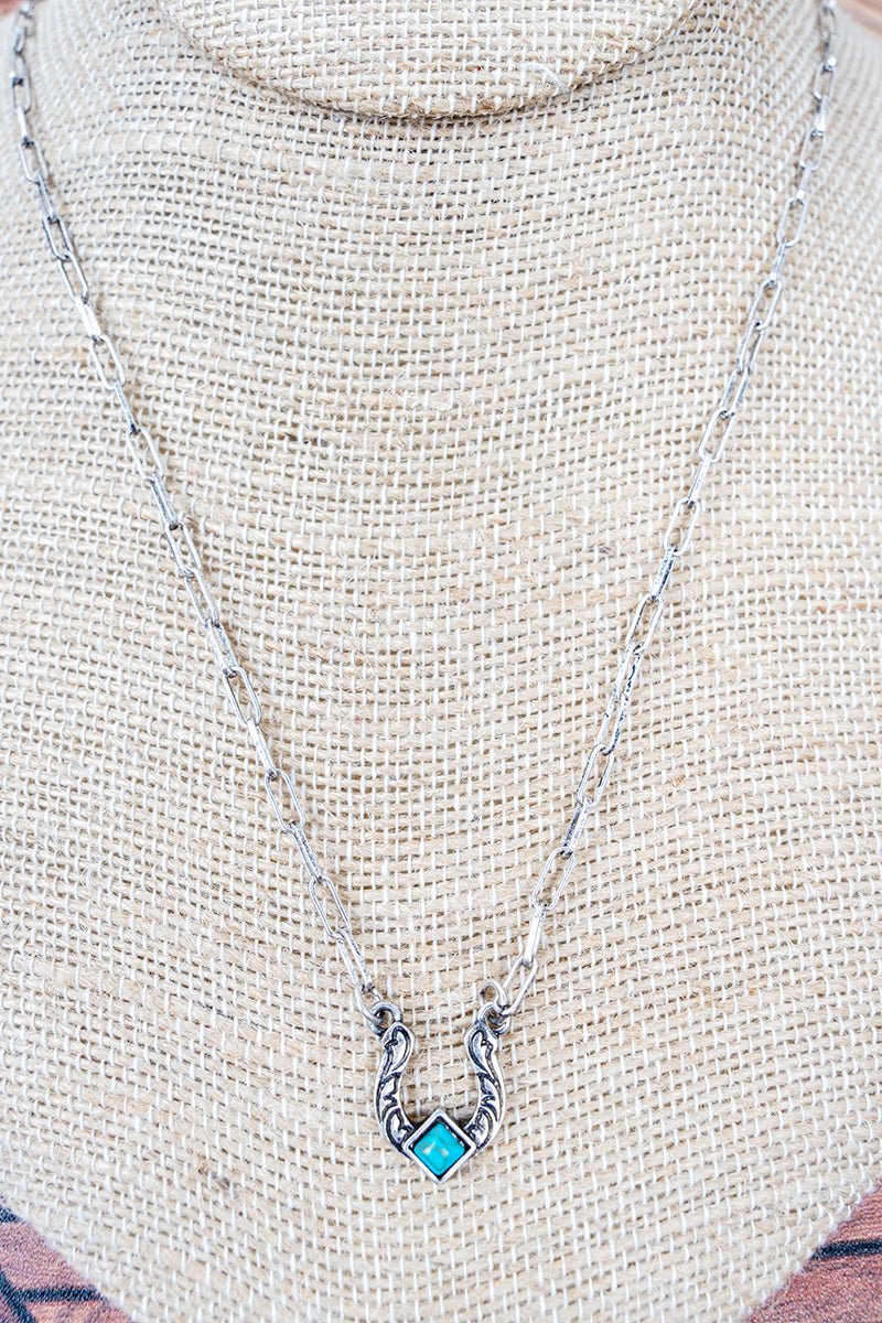 TIPI Turquoise Runway Rider Silvertone Necklace - Wholesale Accessory Market