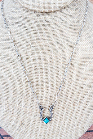 TIPI Turquoise Runway Rider Silvertone Necklace - Wholesale Accessory Market
