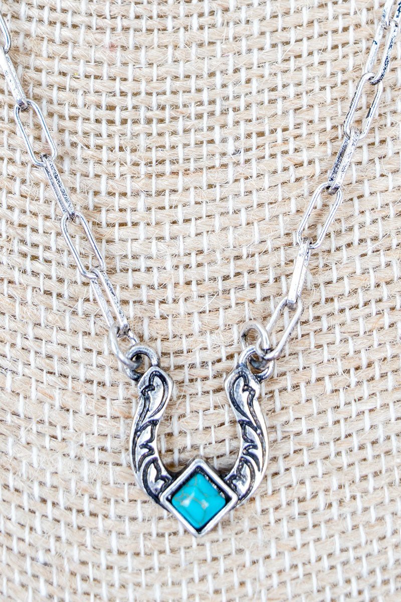 TIPI Turquoise Runway Rider Silvertone Necklace - Wholesale Accessory Market