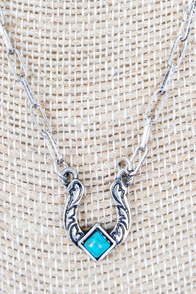 TIPI Turquoise Runway Rider Silvertone Necklace - Wholesale Accessory Market