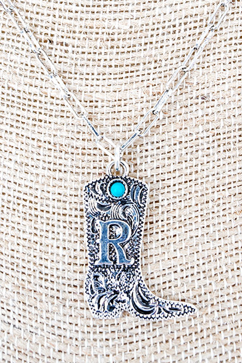 TIPI Boot & Brand 'R' Turquoise Silvertone Necklace - Wholesale Accessory Market