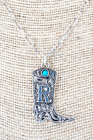 TIPI Boot & Brand 'R' Turquoise Silvertone Necklace - Wholesale Accessory Market