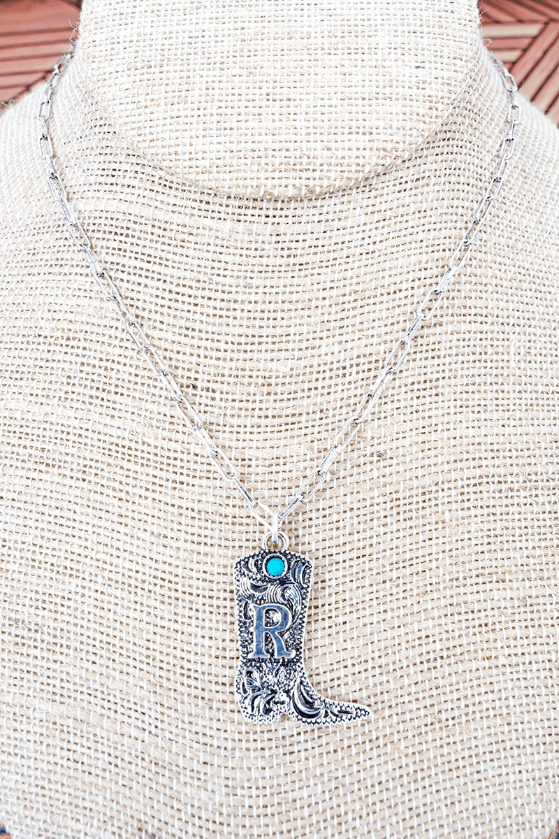 TIPI Boot & Brand 'R' Turquoise Silvertone Necklace - Wholesale Accessory Market