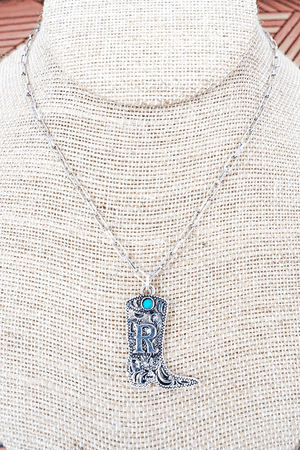 TIPI Boot & Brand 'R' Turquoise Silvertone Necklace - Wholesale Accessory Market