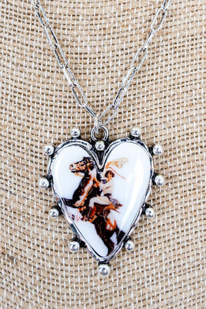 TIPI Rider's Heart Silvertone Studded Necklace - Wholesale Accessory Market