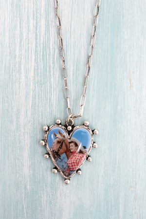 TIPI Cowgirl's Heart Horse Silvertone Necklace - Wholesale Accessory Market