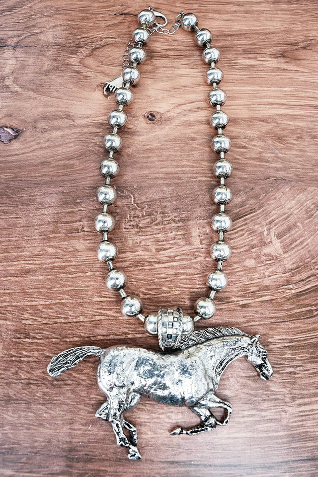TIPI Stallion Stampede Silvertone Ball Bead Necklace - Wholesale Accessory Market