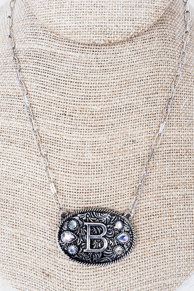 TIPI The Signature Saddle 'B' Iridescent Silvertone Necklace - Wholesale Accessory Market