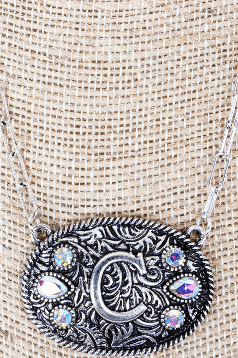 TIPI The Signature Saddle 'C' Iridescent Silvertone Necklace - Wholesale Accessory Market