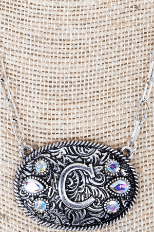 TIPI The Signature Saddle 'C' Iridescent Silvertone Necklace - Wholesale Accessory Market