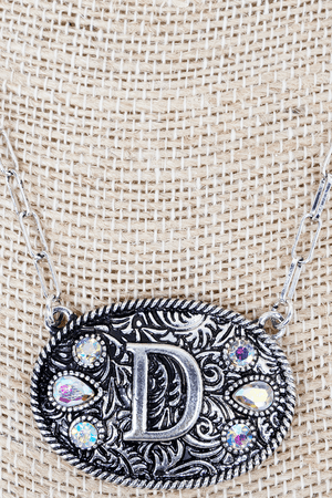 TIPI The Signature Saddle 'D' Iridescent Silvertone Necklace - Wholesale Accessory Market