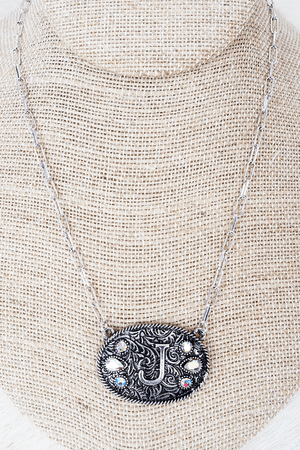 TIPI The Signature Saddle 'J' Iridescent Silvertone Necklace - Wholesale Accessory Market