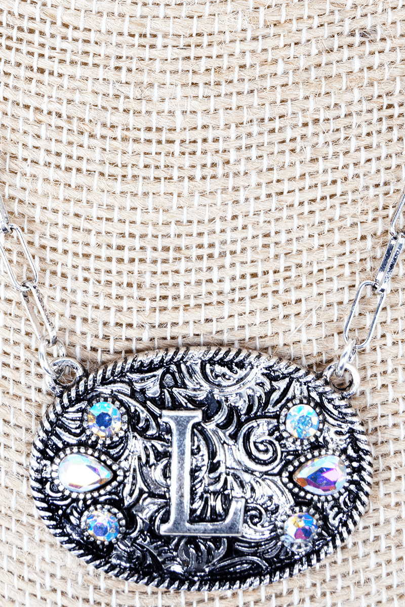 TIPI The Signature Saddle 'L' Iridescent Silvertone Necklace - Wholesale Accessory Market
