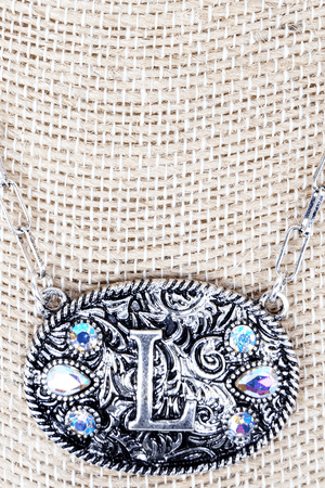 TIPI The Signature Saddle 'L' Iridescent Silvertone Necklace - Wholesale Accessory Market