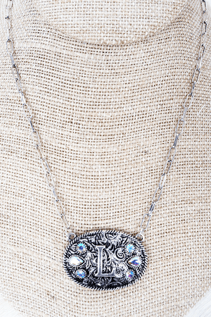 TIPI The Signature Saddle 'L' Iridescent Silvertone Necklace - Wholesale Accessory Market