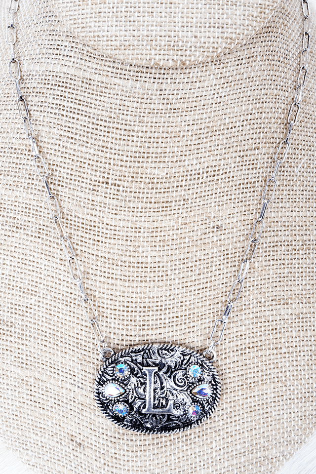 TIPI The Signature Saddle 'L' Iridescent Silvertone Necklace - Wholesale Accessory Market