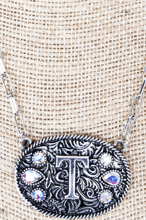 TIPI The Signature Saddle 'T' Iridescent Silvertone Necklace - Wholesale Accessory Market
