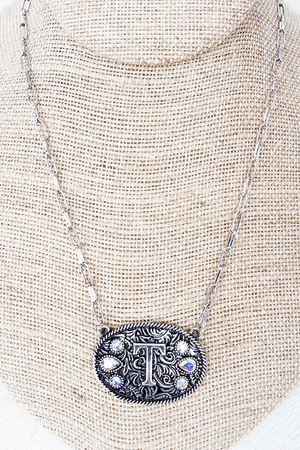 TIPI The Signature Saddle 'T' Iridescent Silvertone Necklace - Wholesale Accessory Market