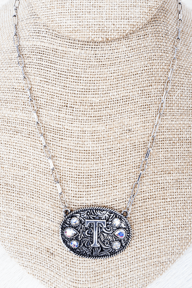 TIPI The Signature Saddle 'T' Iridescent Silvertone Necklace - Wholesale Accessory Market