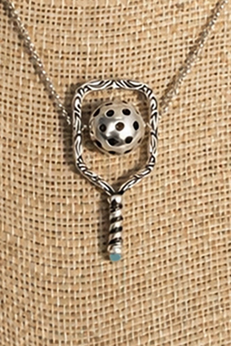 TIPI Pickleball Rally Ready Turquoise & Silvertone Necklace - Wholesale Accessory Market