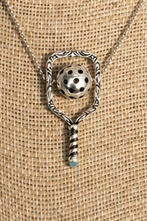 TIPI Pickleball Rally Ready Turquoise & Silvertone Necklace - Wholesale Accessory Market