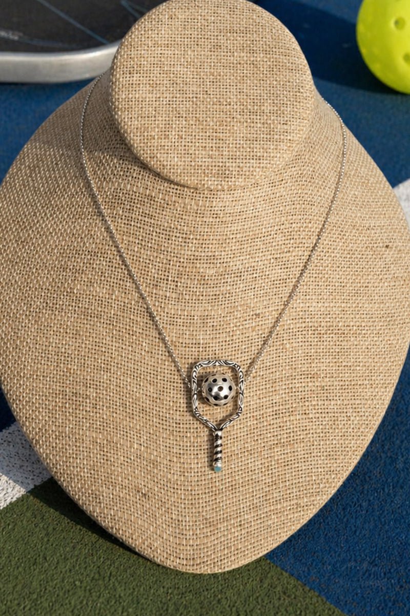 TIPI Pickleball Rally Ready Turquoise & Silvertone Necklace - Wholesale Accessory Market
