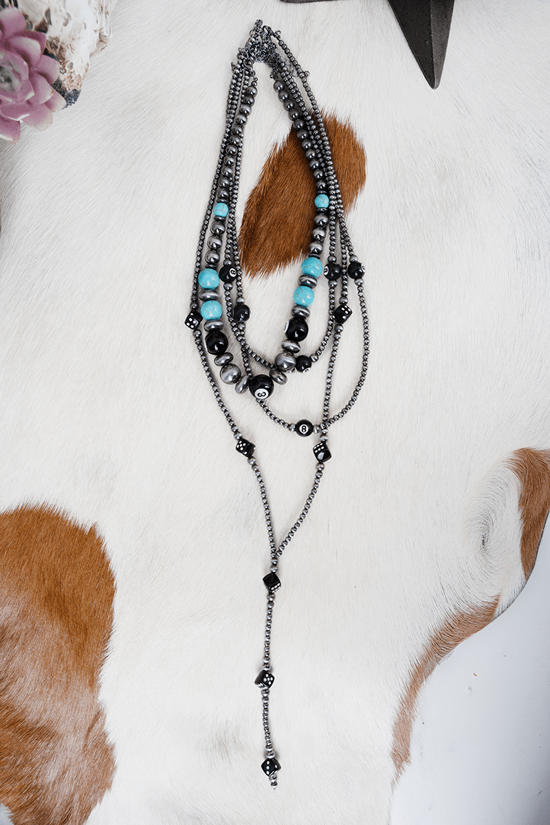 TIPI Why Risk It Turquoise & Silver Pearl Four Necklace Set - Wholesale Accessory Market