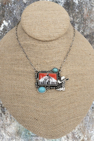 TIPI Take Me Away Cowboy Turquoise & Silvertone Necklace - Wholesale Accessory Market