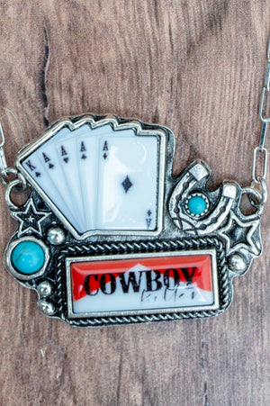 TIPI Carded & Dangerous Cowboy Silvertone Necklace - Wholesale Accessory Market