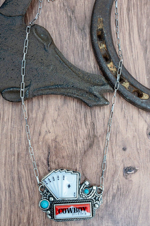 TIPI Carded & Dangerous Cowboy Silvertone Necklace - Wholesale Accessory Market