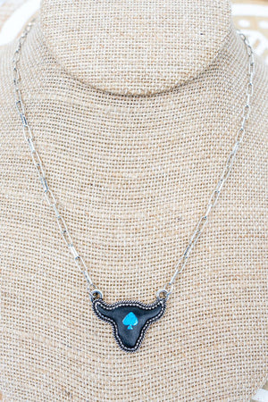 TIPI Shadow Deal Cow Silvertone Necklace - Wholesale Accessory Market