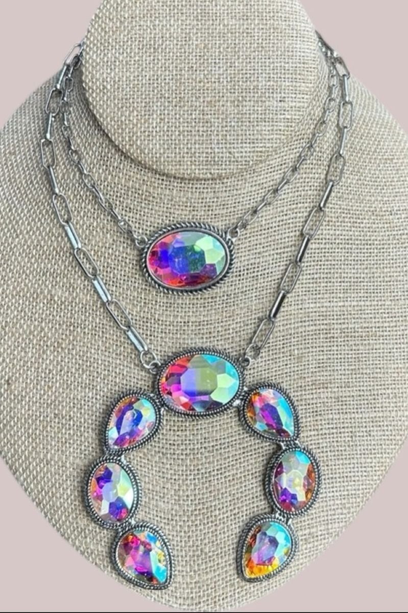 TIPI Iridescent Opulent Outlaw Silvertone Double Necklace - Wholesale Accessory Market