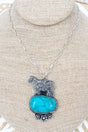 TIPI Farm Fresh Friend Turquoise & Silvertone Cow Necklace - Wholesale Accessory Market