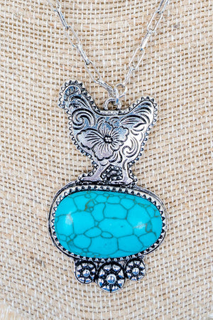TIPI Farm Fresh Friend Turquoise & Silvertone Rooster Necklace - Wholesale Accessory Market