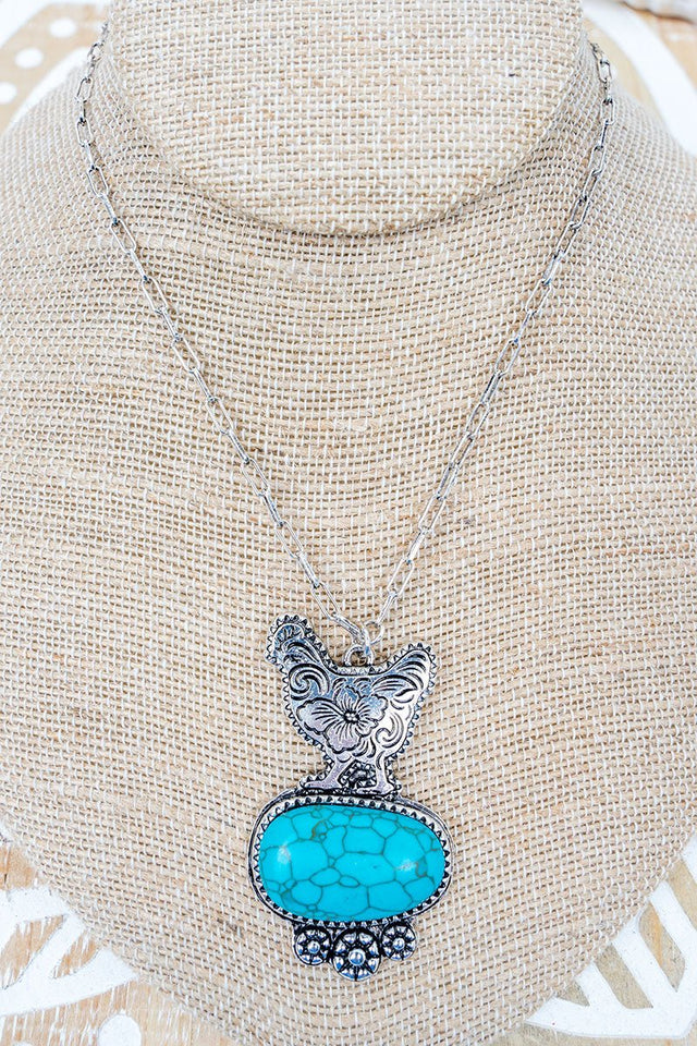 TIPI Farm Fresh Friend Turquoise & Silvertone Rooster Necklace - Wholesale Accessory Market
