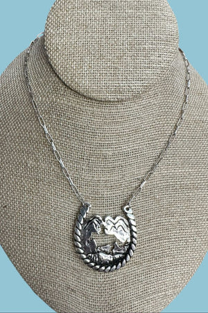TIPI Cowboy Canyon Silvertone Horseshoe Necklace - Wholesale Accessory Market