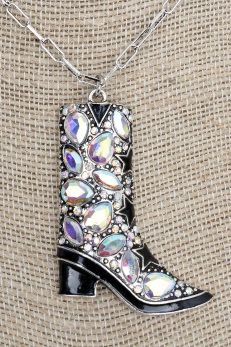 TIPI Iridescent Midnight Star Boot Silvertone Necklace - Wholesale Accessory Market
