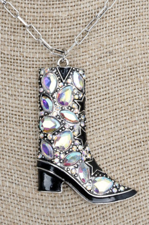 TIPI Iridescent Midnight Star Boot Silvertone Necklace - Wholesale Accessory Market