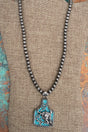 TIPI Turquoise Stoneforge Steer Silver Pearl Necklace - Wholesale Accessory Market