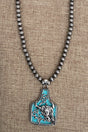 TIPI Turquoise Stoneforge Steer Silver Pearl Necklace - Wholesale Accessory Market