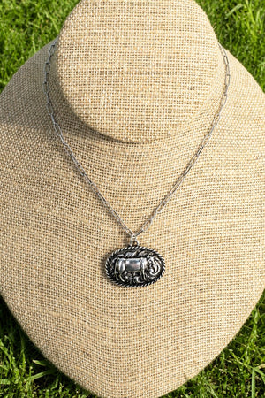 TIPI Rustic Roamer Cow Silvertone Necklace - Wholesale Accessory Market