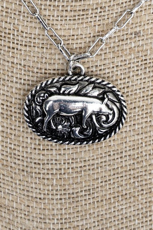 TIPI Rustic Roamer Pig Silvertone Necklace - Wholesale Accessory Market