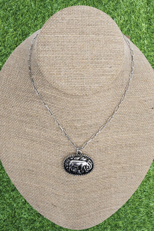 TIPI Rustic Roamer Pig Silvertone Necklace - Wholesale Accessory Market