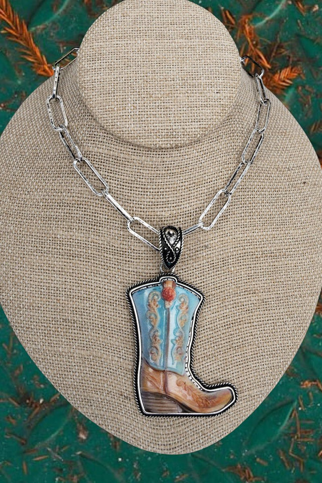 TIPI Western Sky Boot Silvertone Necklace - Wholesale Accessory Market