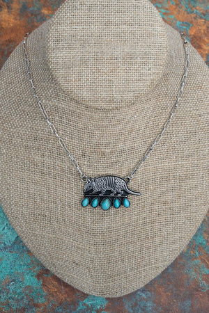 TIPI Turquoise Armadillo Alley Silvertone Necklace - Wholesale Accessory Market