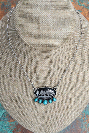 TIPI Turquoise Desert Wanderer Silvertone Armadillo Necklace - Wholesale Accessory Market