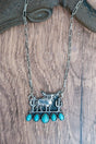 TIPI Turquoise Texas Trail Silvertone Necklace - Wholesale Accessory Market